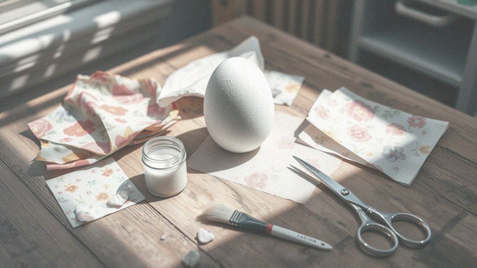 Jakie materiały są potrzebne do dekoracji jajka styropianowego serwetką?