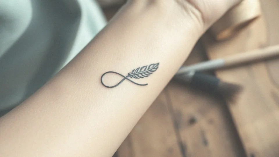 Tatuaż znak nieskończoności z piórkiem – co oznacza i symbolika